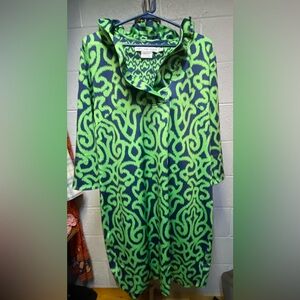 Gretchen Scott Neon Green and Navy Dress